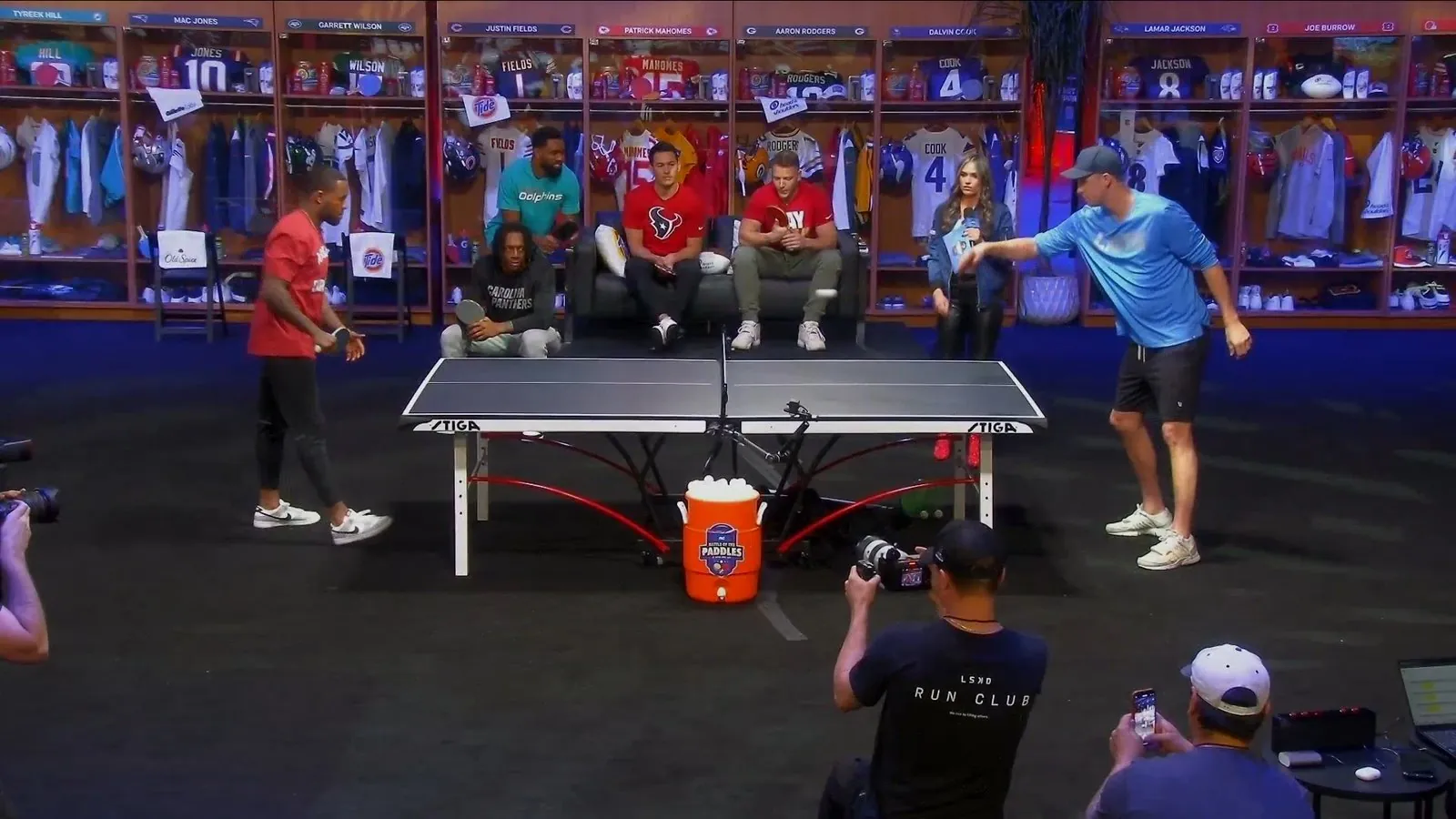 Battle of the Paddles — NFL player mid-game